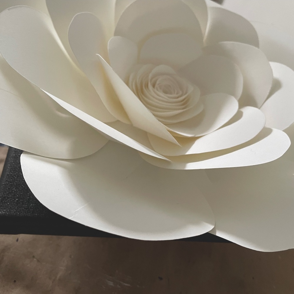 10” white Handcrafted flower on canvas - Picture 3 of 3